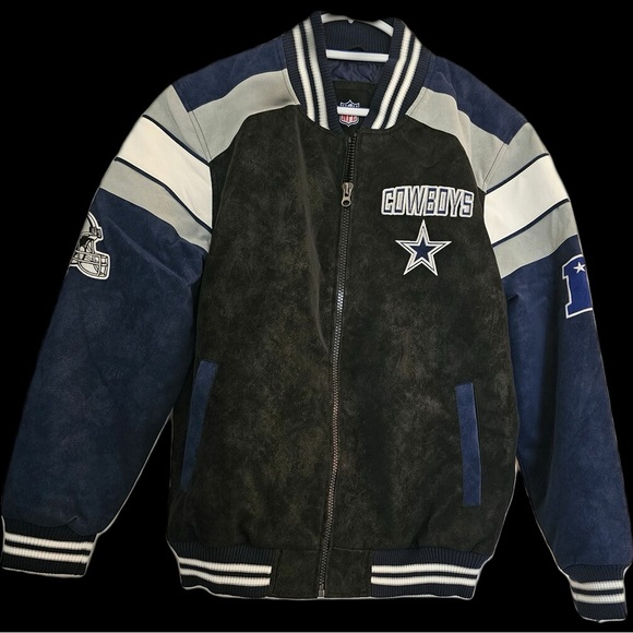 Mens G-III NFL Dallas Cowboys Varsity Suede Leather Jacket NWT - Picture 1 of 7